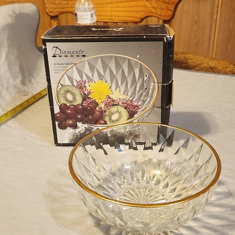 Diamante Gold Collection Crystal Bowl
